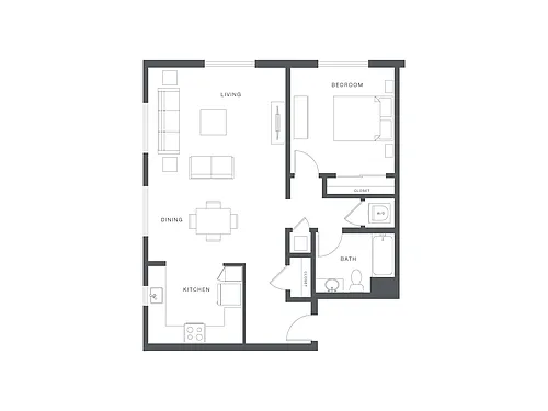 Floor plan 1 Bed/1 Bath-F-A2