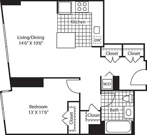 Floor plan One Bedroom Lkit FlL 10_705