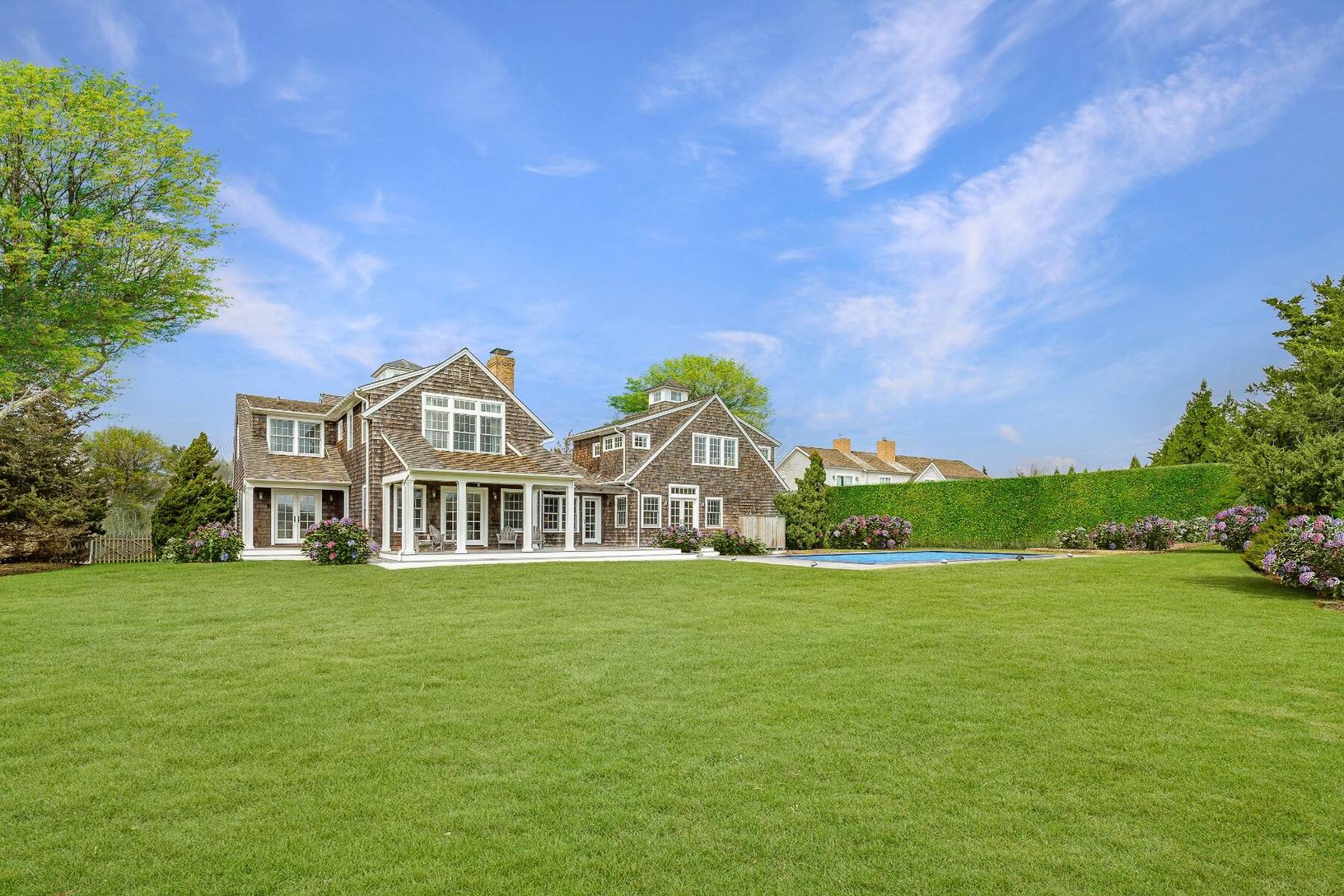 Classic Hamptons Architecture with Pool