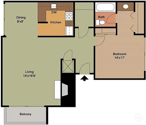 Floor plan Bigler - 1 Bedroom