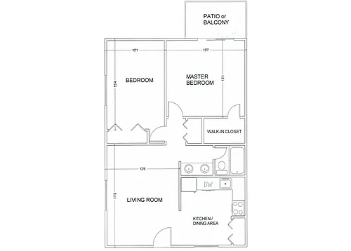 Floor plan TWO BEDROOM/ONE BATH - CARRIAGE HILL