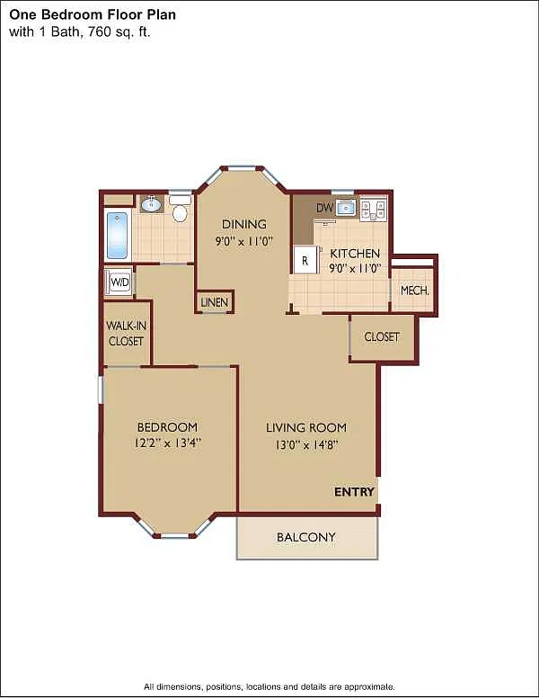 Floor plan $2.76/sq.ft. - One Bedroom