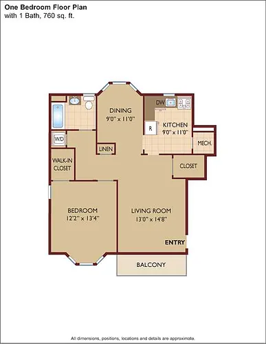 Floor plan $2.76/sq.ft. - One Bedroom