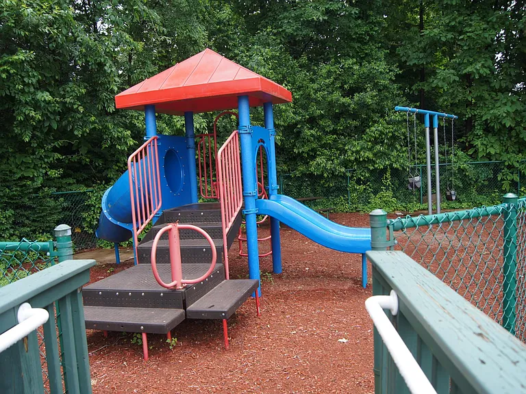 Fenced in playground.