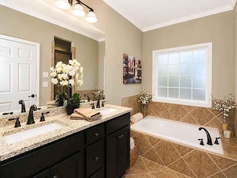 Double vanity master bath with tub and shower (not pictured - to the right!)