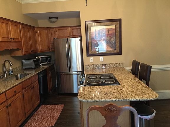 kitchen island, granite countertops