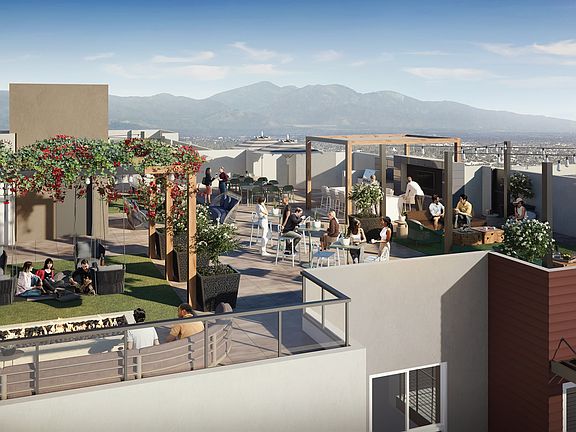 Take in the views from the rooftop deck featuring a firepit.