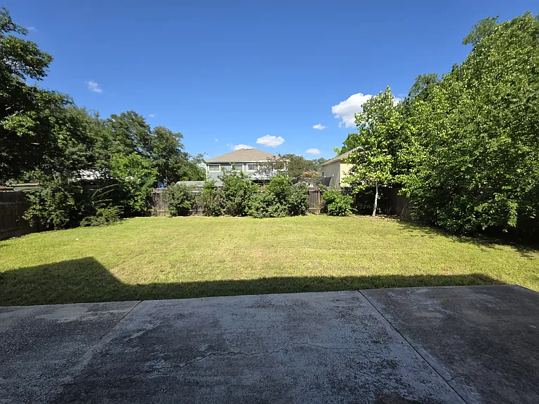 Back patio looking at rose garden