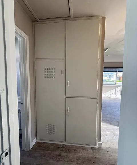 Exiting Back Bedroom, Storage Closet/Hallway, Bathroom on left