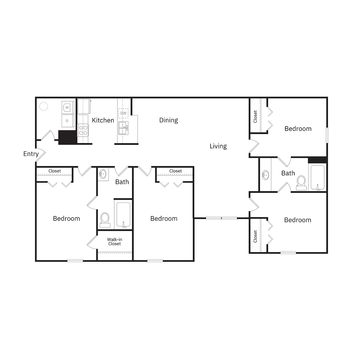 Floor plan D - Four Bedroom Two Bathroom