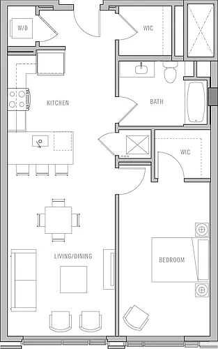 Floor plan 1 Bed-1 Bath-B7