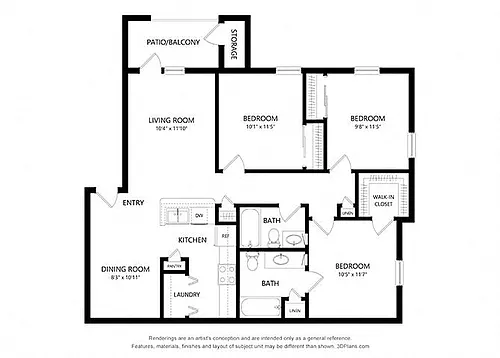 Floor plan Three Bedroom