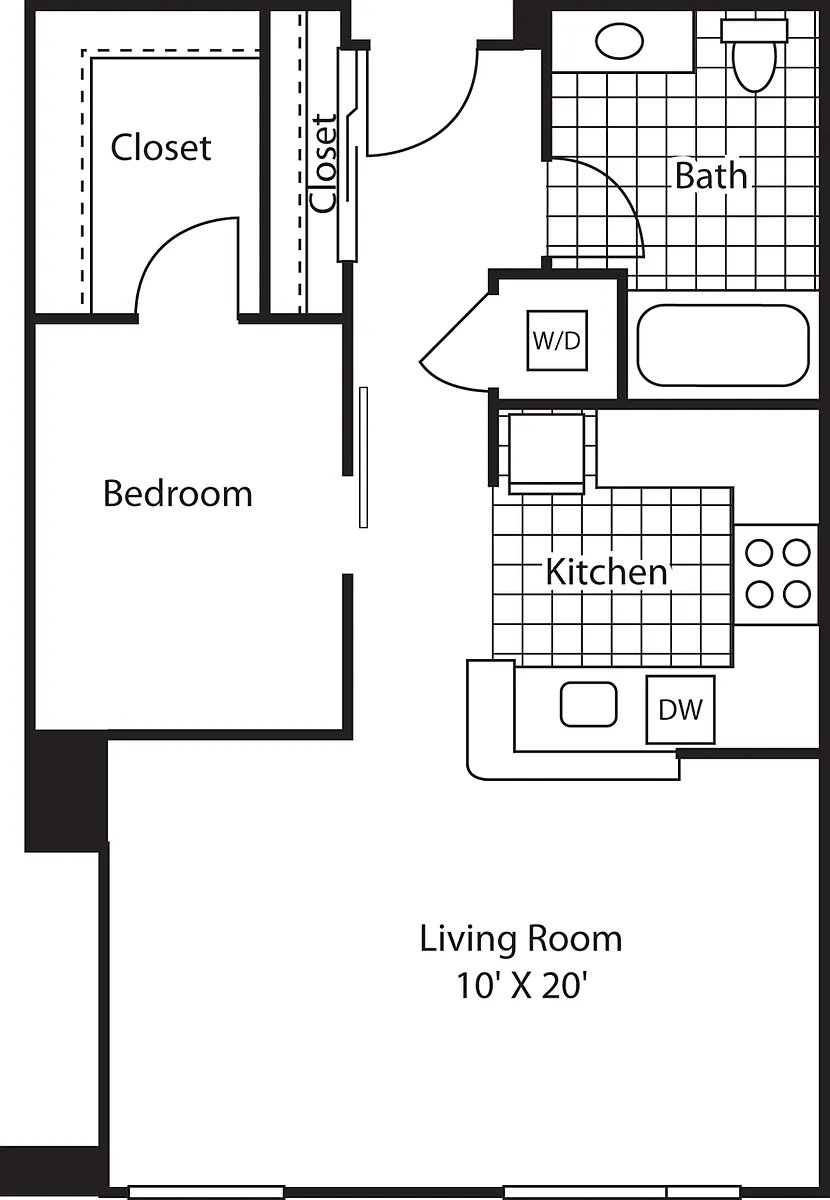 Floor plan Open One Bedroom