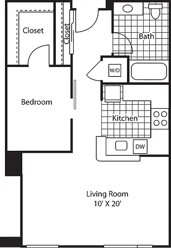 Floor plan Open One Bedroom