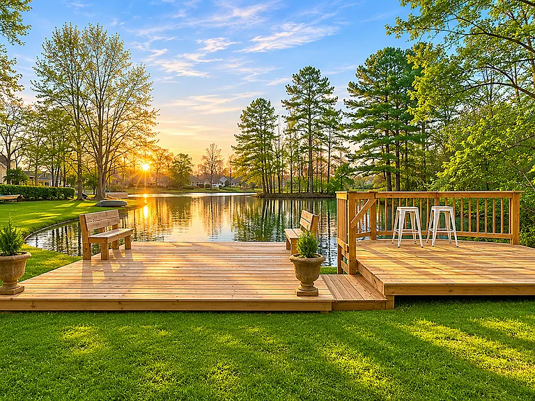 Private dock on pond