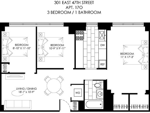 2nd image of 301 E 47th St APT 17O