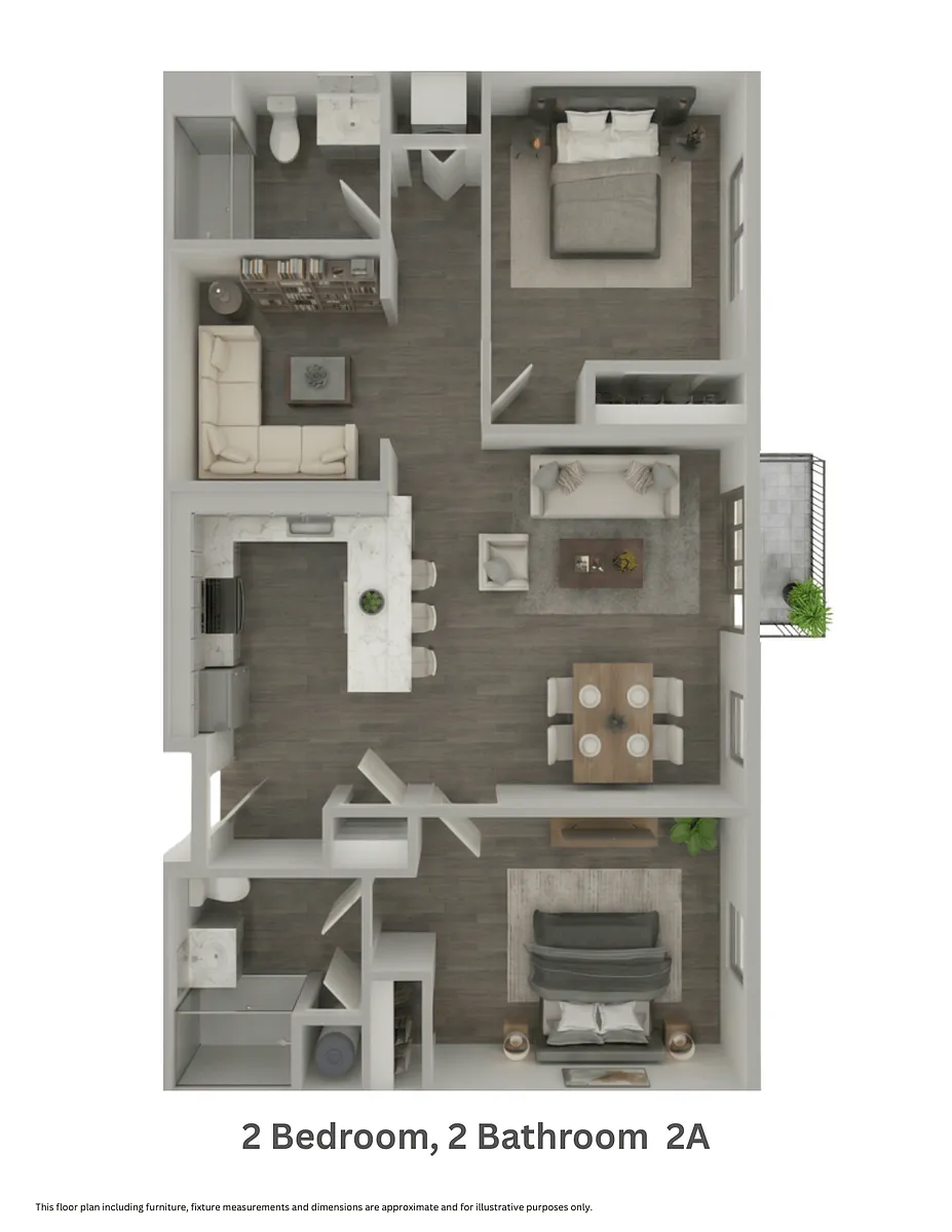 Floor plan Two Bedroom, Two Bathroom 2A (mkt)