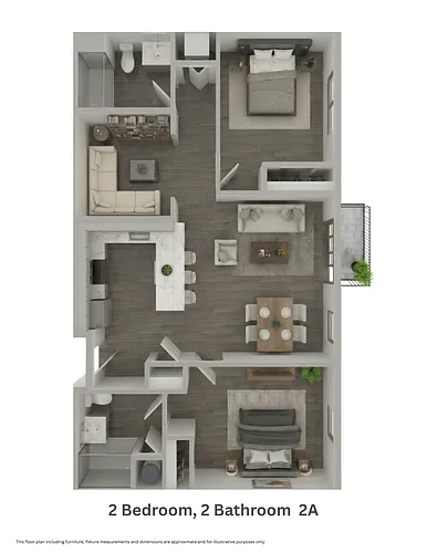 Floor plan Two Bedroom, Two Bathroom 2A (mkt)