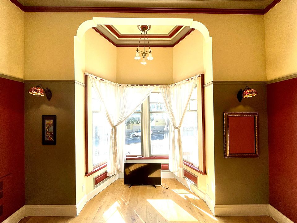 Afternoon sun through south facing bay windows.