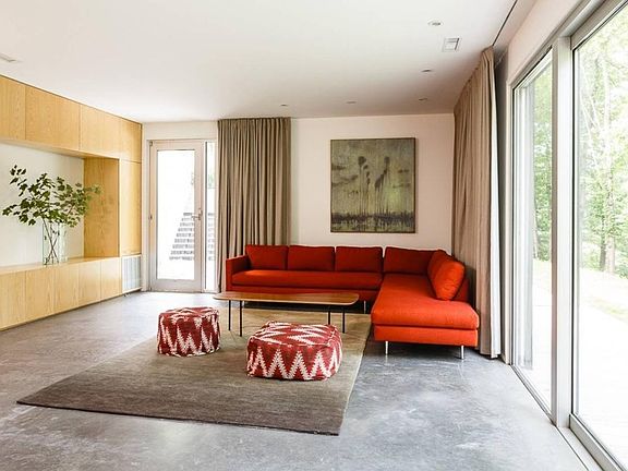 Living area within the Studio -- L shaped couch can accommod