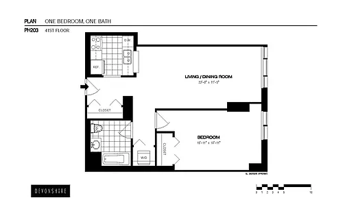 Floor plan 1 Bed_1 Bath Penthouse-ph203
