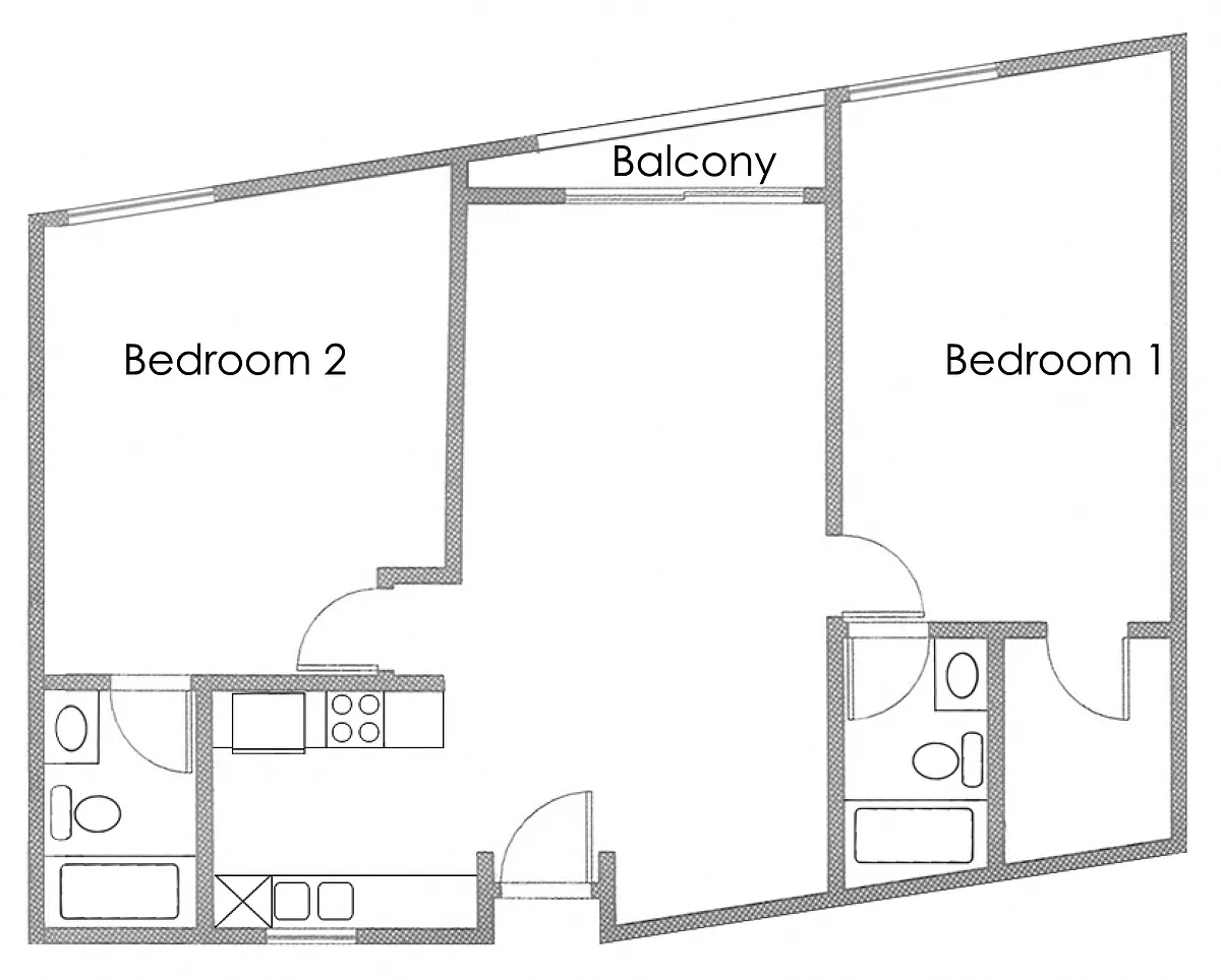 Floor plan 2BR 2BA - FLOOR PLAN C - 10969 ROCHESTER