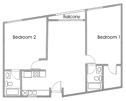 Floor plan 2BR 2BA - FLOOR PLAN C - 10969 ROCHESTER