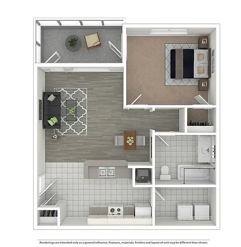 Floor plan A2 Azalea - One Bedroom, One Bathroom