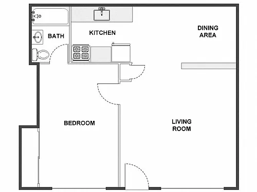 Floor plan 1 Bed / 1 Bath: Type A