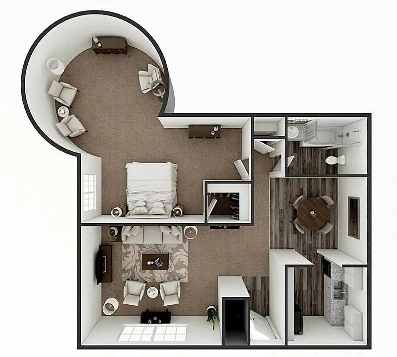 Floor plan 1 Bed 1 Bath F