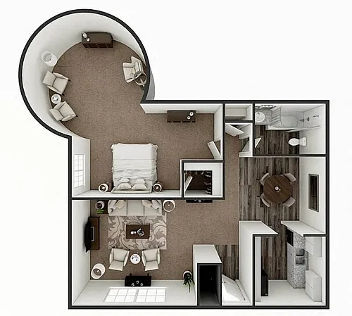 Floor plan 1 Bed 1 Bath F