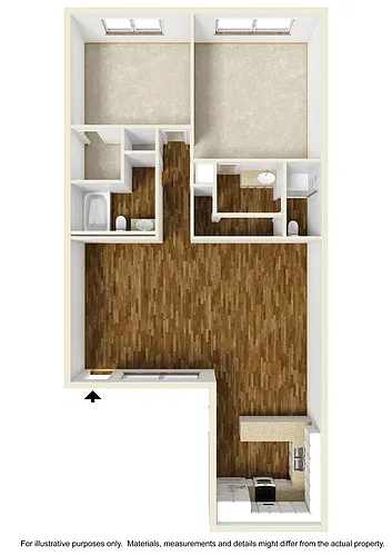 Floor plan 2 Bedrooms, 2 Bathrooms Plan D