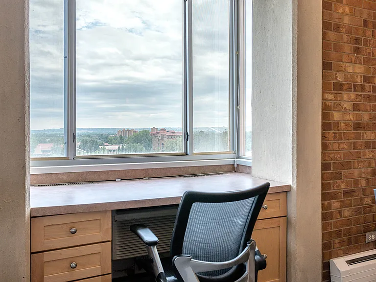Built-in desk area with views