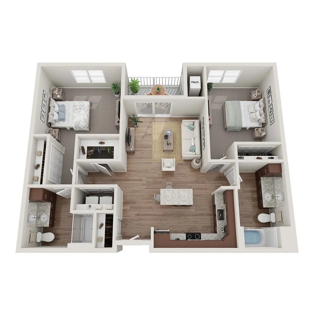Floor plan Two Bedroom Two Bath