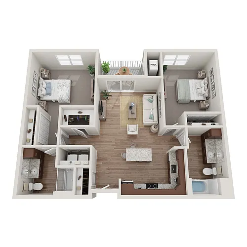 Floor plan Two Bedroom Two Bath