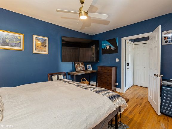 One of three new brass lighting fan. . Good size closet not shown.