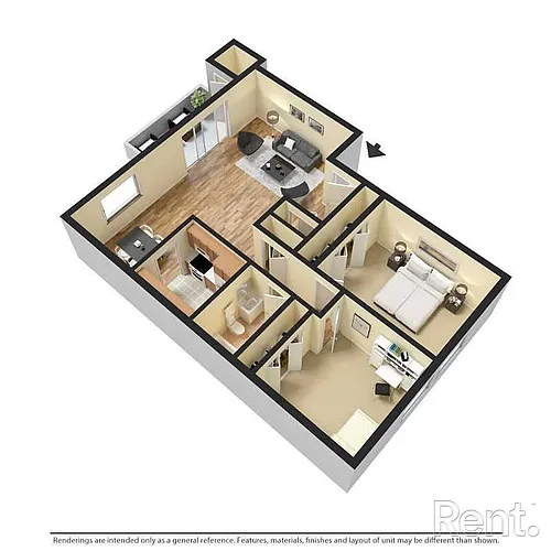 Floor plan 2 bedroom 1 bathroom