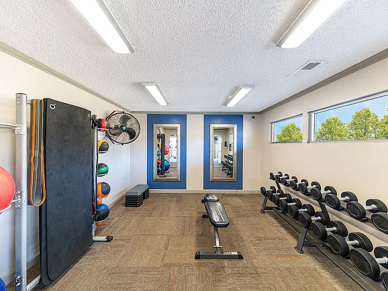 Experience a fully equipped fitness room designed for optimal health and wellness.