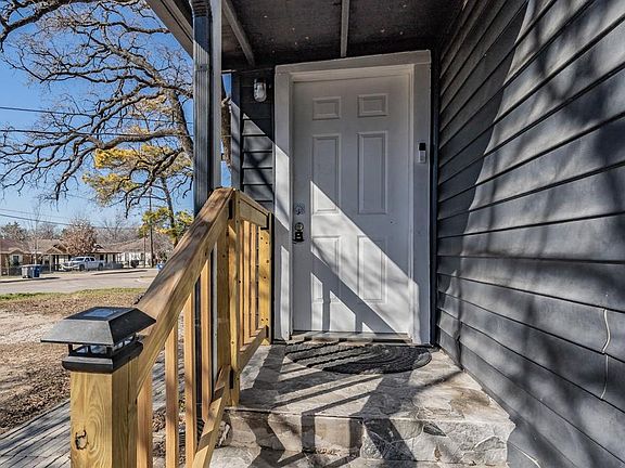 Another view of covered front porch with solar lighting.