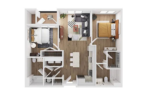 Floor plan 2 Bed, 2 Bath, 984 Sq. Ft.