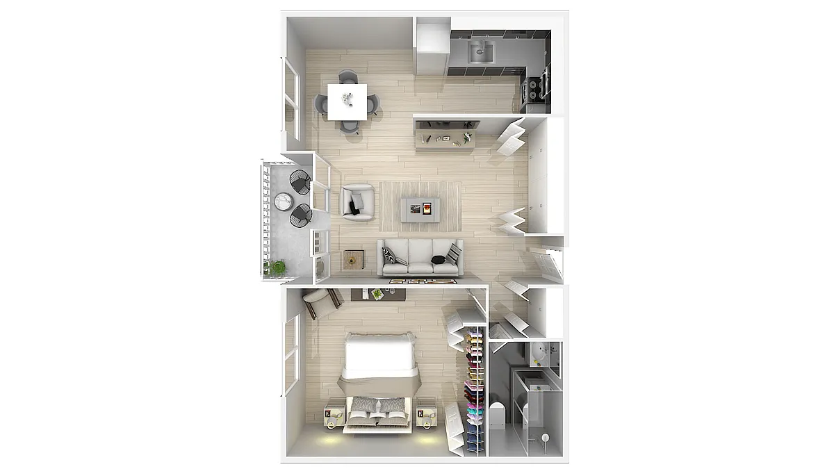 Floor plan 1 Bedroom 1 Bathroom With Balcony