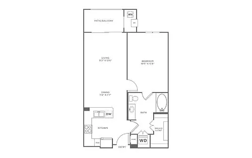 Floor plan 1 Bed/1 Bath-A2