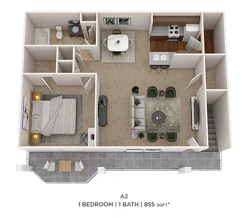Floor plan One Bedroom - 855 SqFt