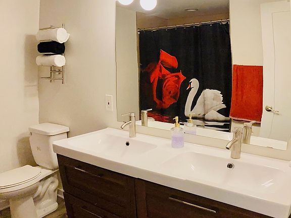 Bathroom with double sinks.