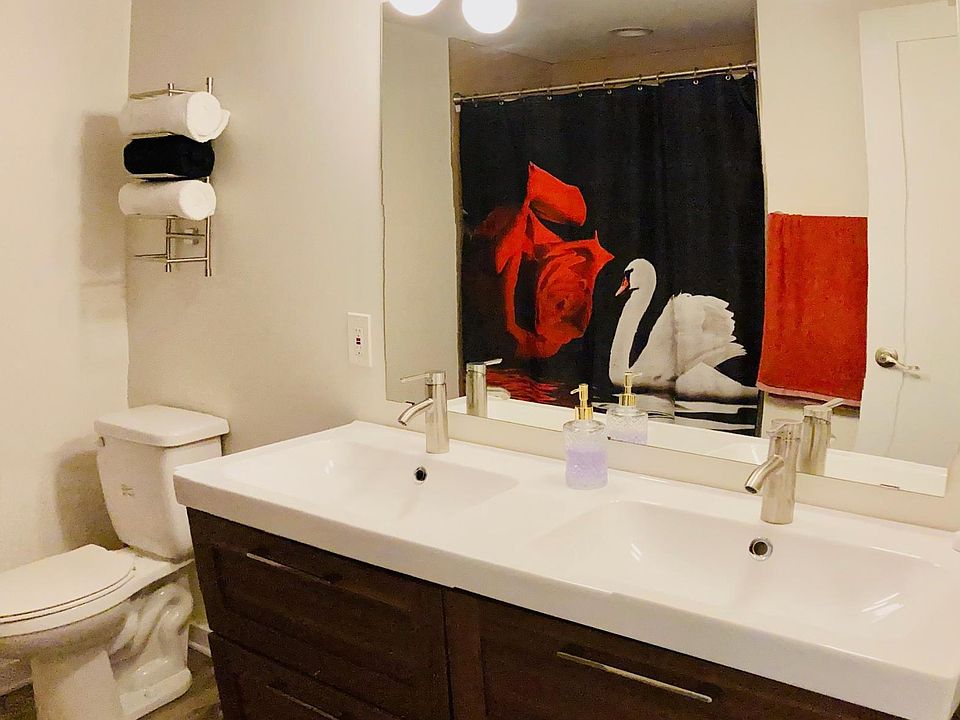 Bathroom with double sinks.