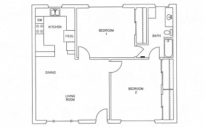 Floor plan 2 Bedroom 1 Bathroom