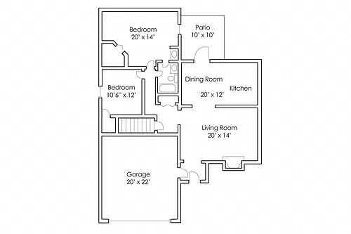 Floor plan 2 Bedroom 1 Bath Twinhome