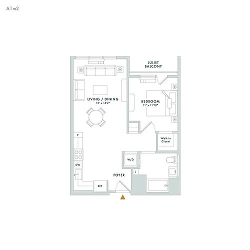 Floor plan A1M2 - Juliet Balcony