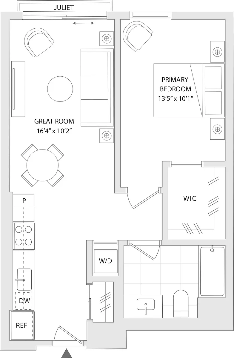 Floor plan 1 BR Q