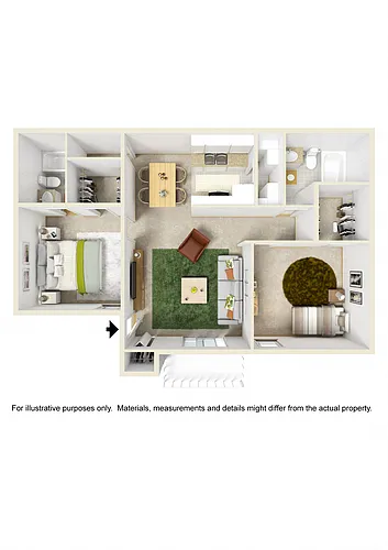 Floor plan 2 Bed 2 Bath with Optional WD Connections